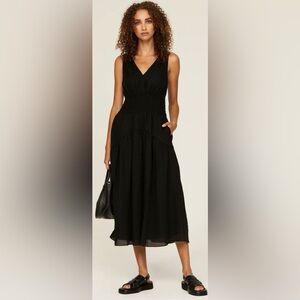 VINCE. Black Smock Waist Tiered Maxi Dress NWT Sz 3X